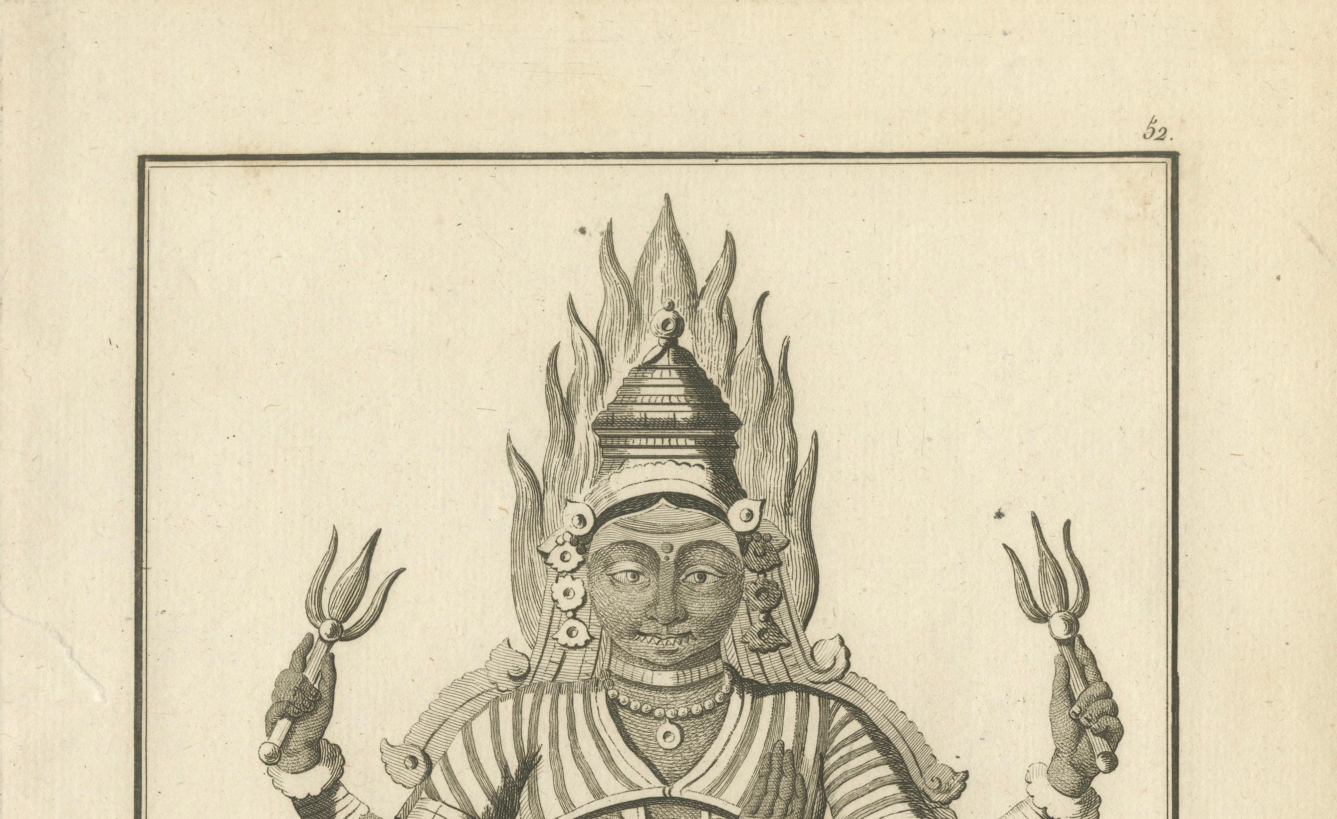 1806 Engraving: Chiven as Ardhanarishvara, Divine Union in Hindu Mythology For Sale 3