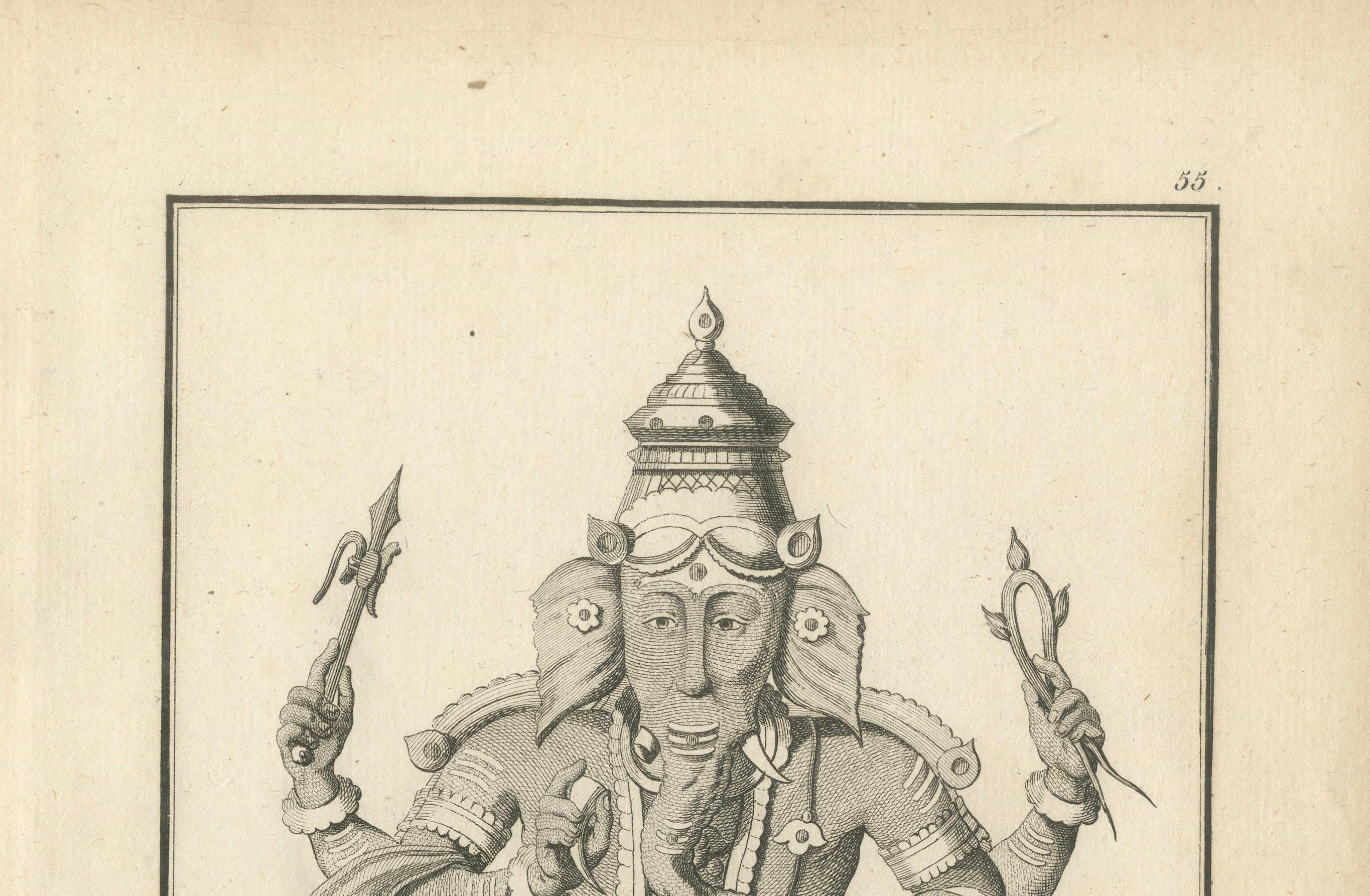 Title: 1806 Engraving: Ganesha as Pollear, Wisdom Deity in Hindu Mythology

Description: This exquisite antique print, titled 
