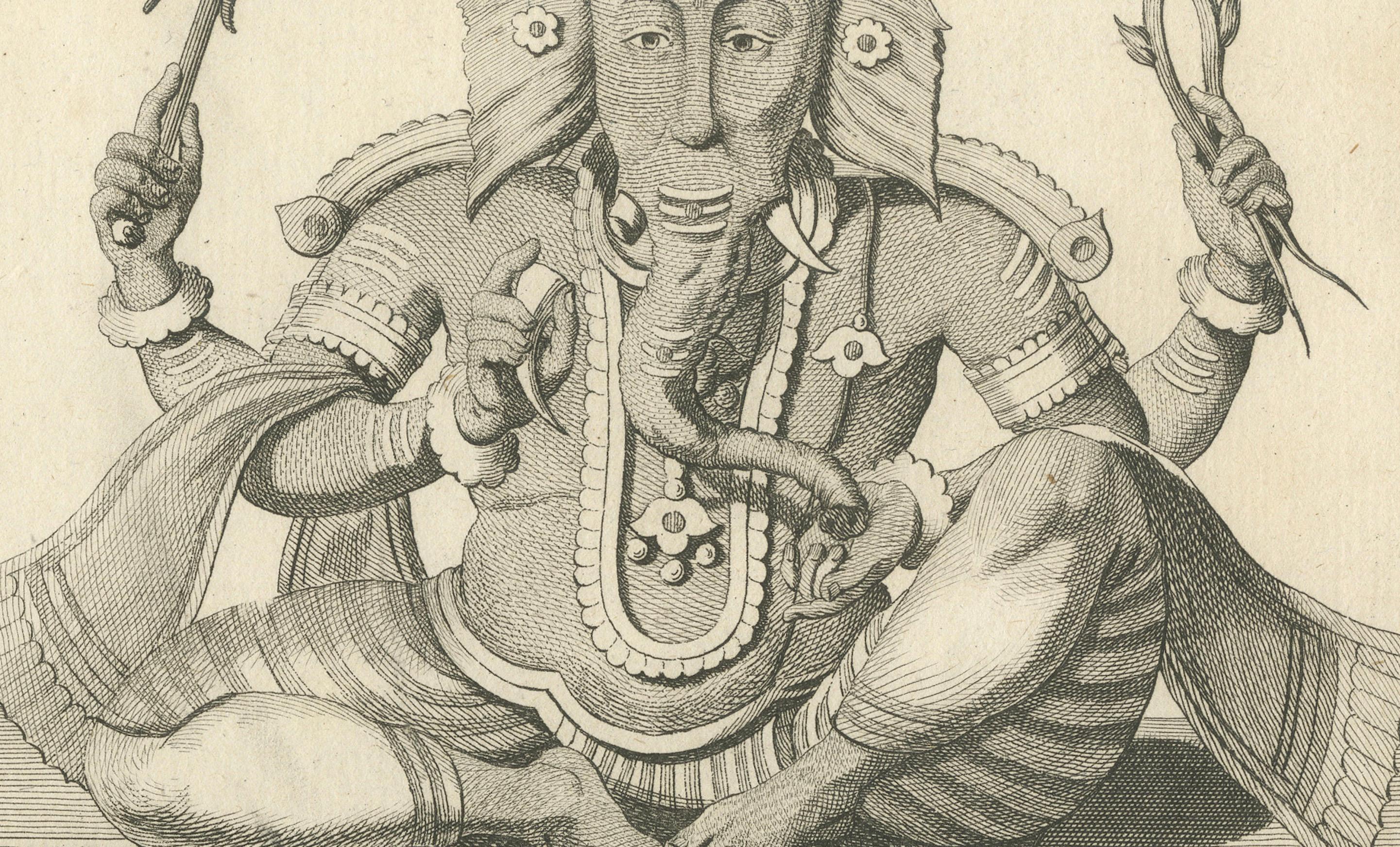 Early 19th Century 1806 Engraving: Ganesha as Pollear, Wisdom Deity in Hindu Mythology For Sale