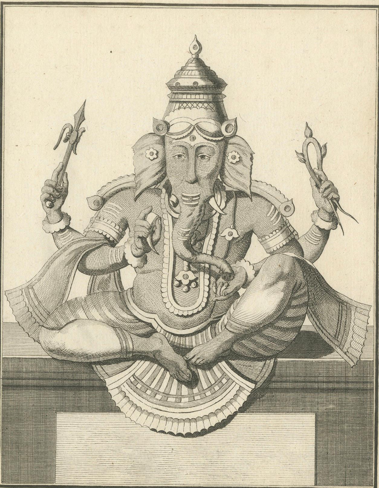 Paper 1806 Engraving: Ganesha as Pollear, Wisdom Deity in Hindu Mythology For Sale