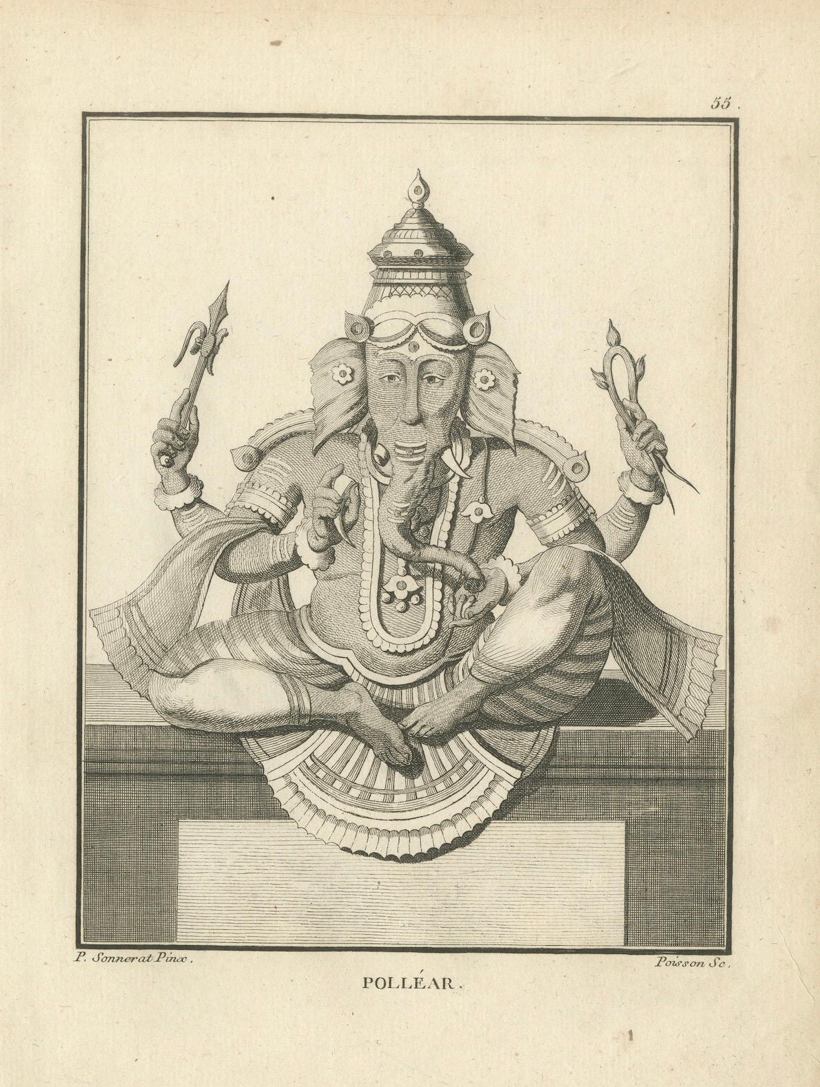 1806 Engraving: Ganesha as Pollear, Wisdom Deity in Hindu Mythology For Sale 1