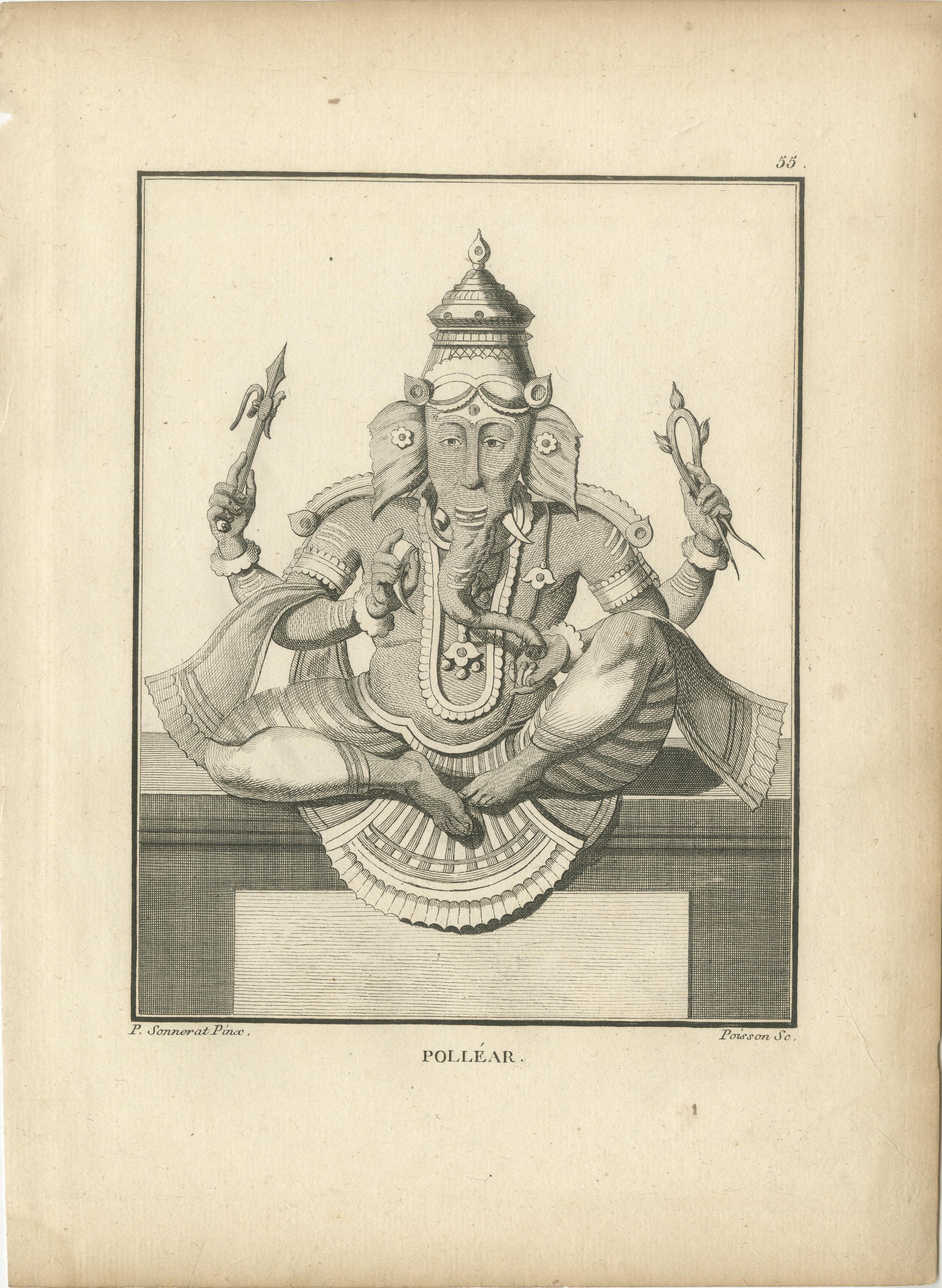 1806 Engraving: Ganesha as Pollear, Wisdom Deity in Hindu Mythology For Sale 2