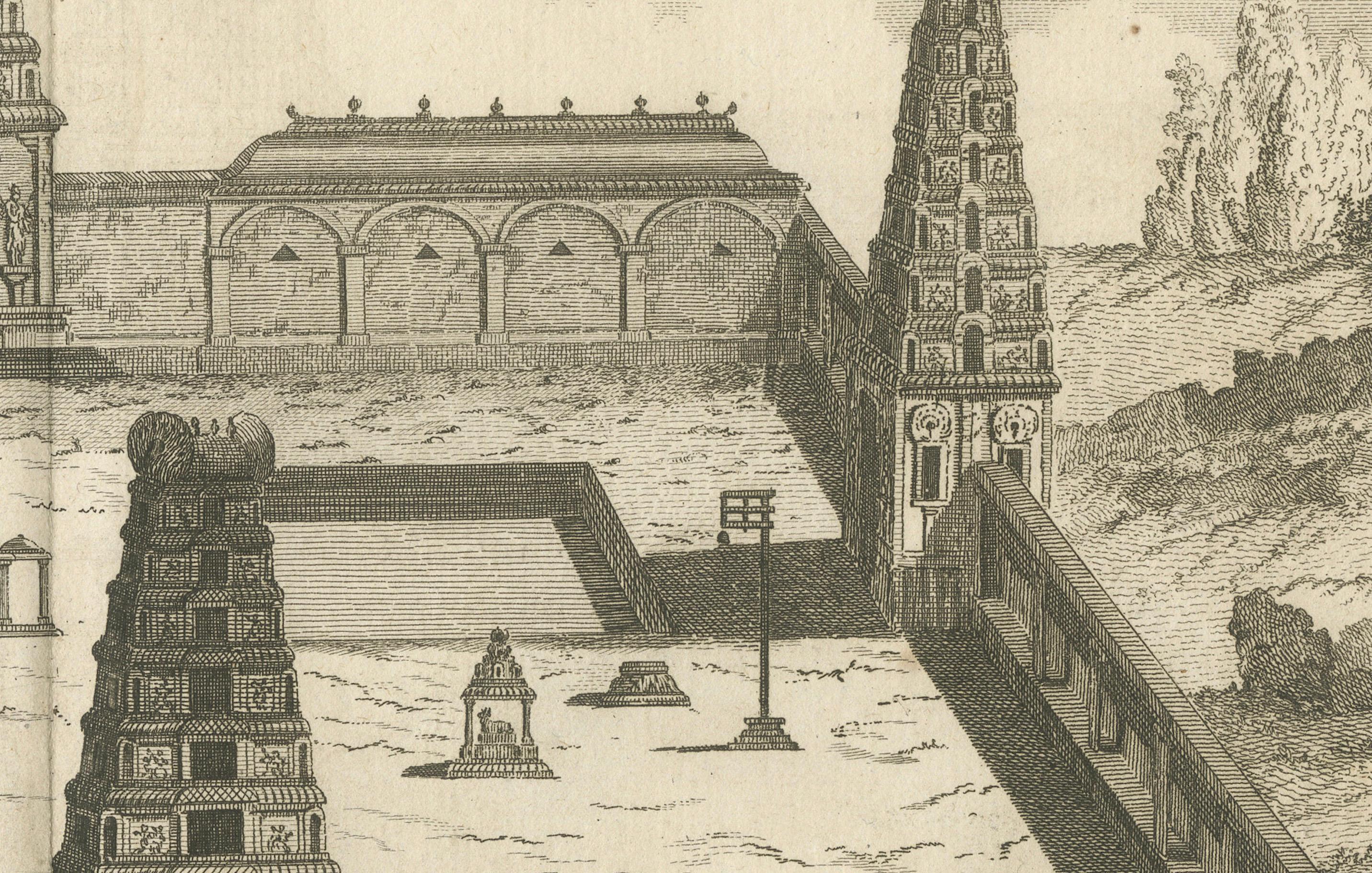 Titre : Gravure de 1806 du temple d'Arunachalesvara, pagode hindoue sur la côte de Coromandel

Description : Cette estampe ancienne détaillée, intitulée 