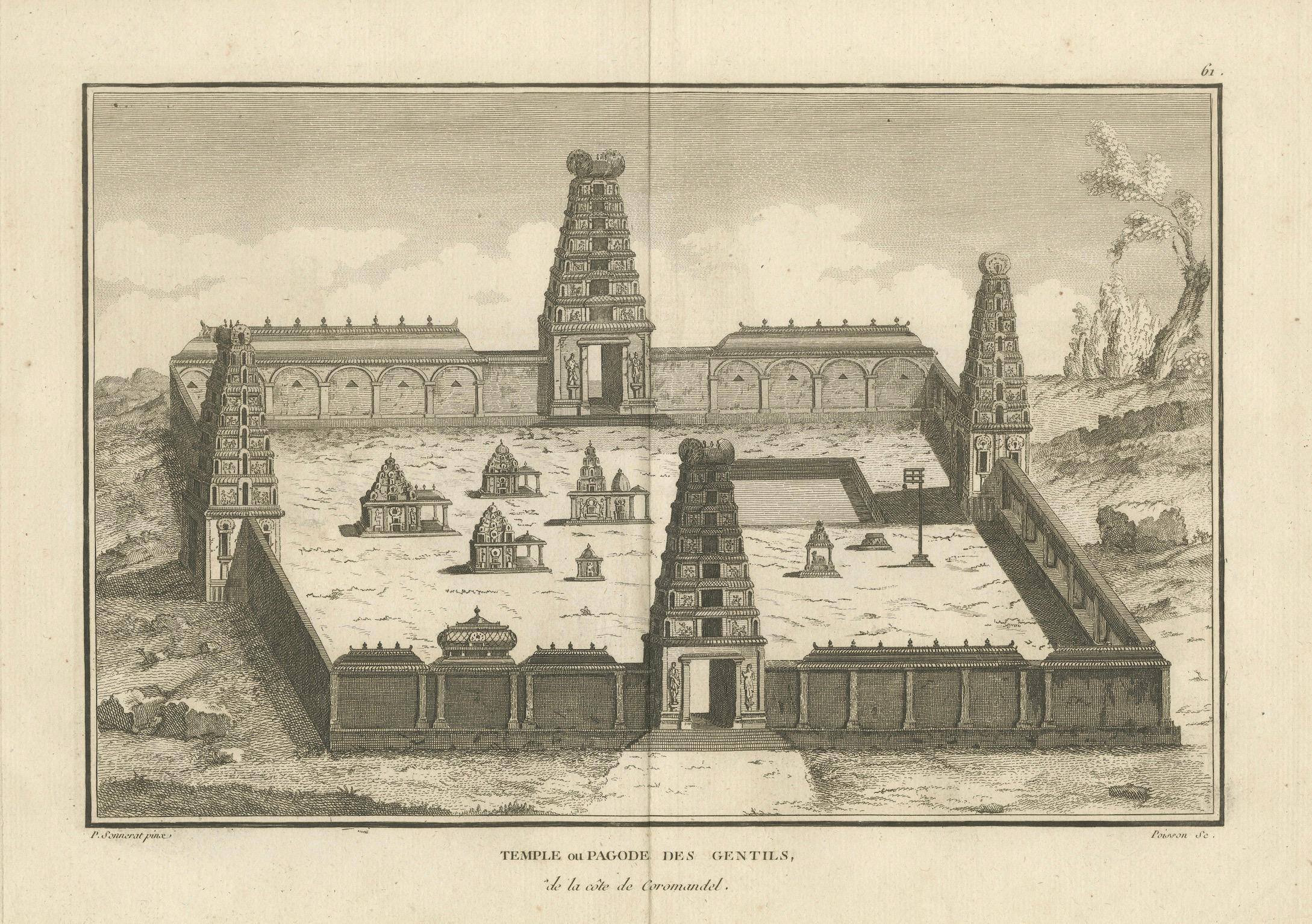 Gravure du temple Arunachalesvara, pagode hindoue de la côte de Coromandel, 1806 en vente 1
