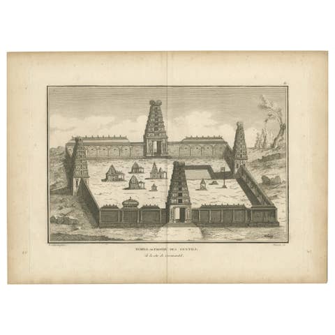 1806 Engraving of Arunachalesvara Temple, Hindu Pagoda on Coromandel Coast