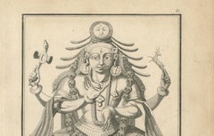 1806 Engraving: Parachiven's Fierce Divinity in Hindu Mythology