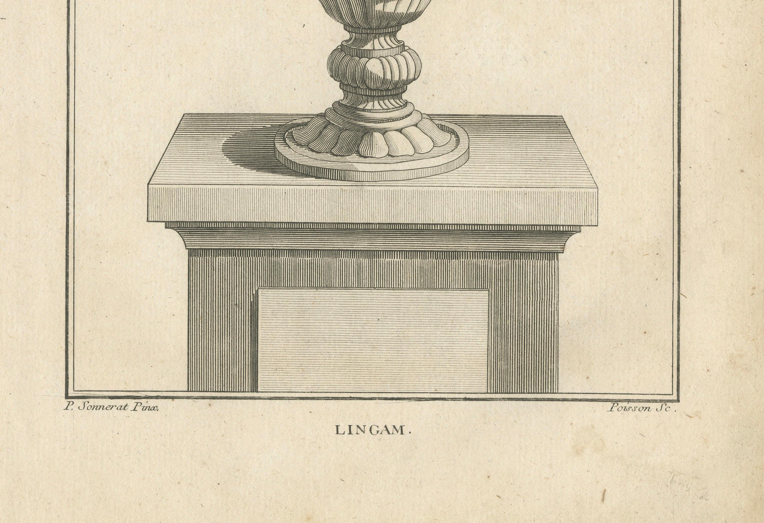 Titolo: Incisione del 1806: Sacro Lingam, simbolo di Shiva nel culto indù

Descrizione: Questa dettagliata stampa antica, intitolata 