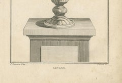 1806 Engraving: Sacred Lingam, Symbol of Shiva in Hindu Worship