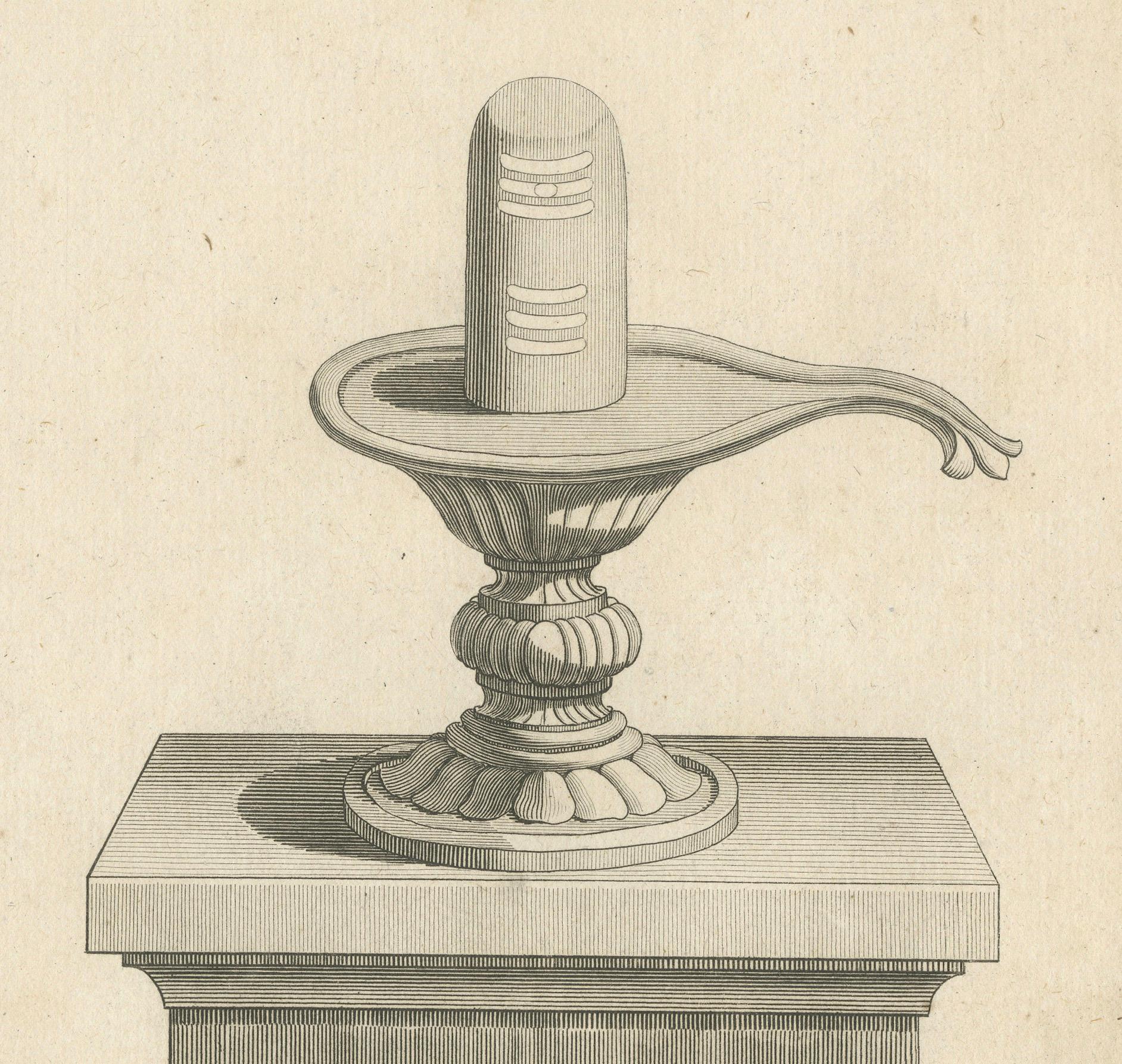 Inciso Incisione del 1806: Il sacro Shiva Lingam, simbolo di Shiva nel culto indù in vendita