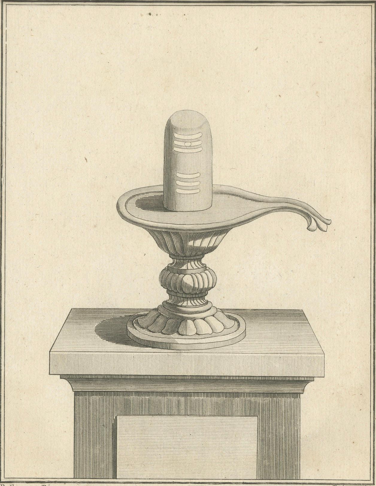 Incisione del 1806: Il sacro Shiva Lingam, simbolo di Shiva nel culto indù In condizioni buone in vendita a Langweer, NL