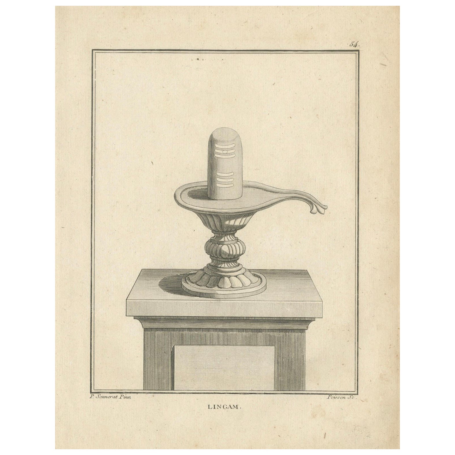 Incisione del 1806: Il sacro Shiva Lingam, simbolo di Shiva nel culto indù in vendita