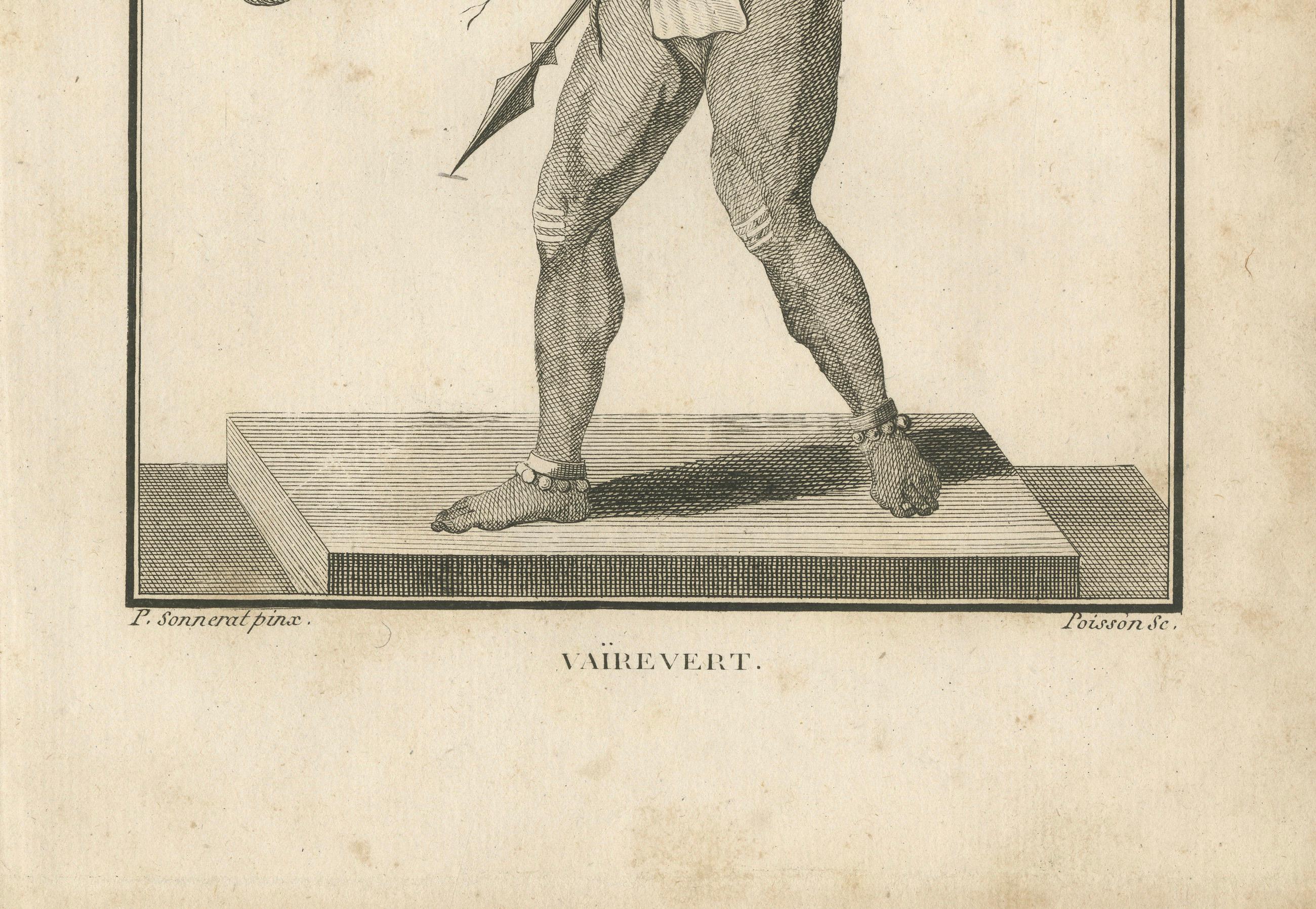 Engraved 1806 Engraving: Vaivert, Fierce Form of Shiva in Hindu Mythology For Sale