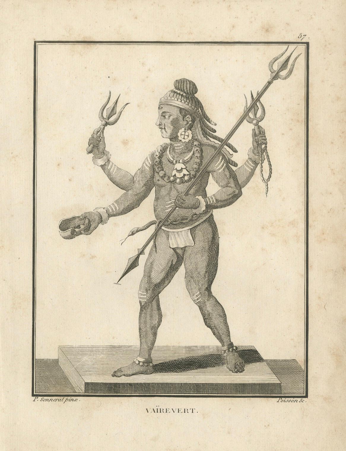 1806 Engraving: Vaivert, Fierce Form of Shiva in Hindu Mythology For Sale 2