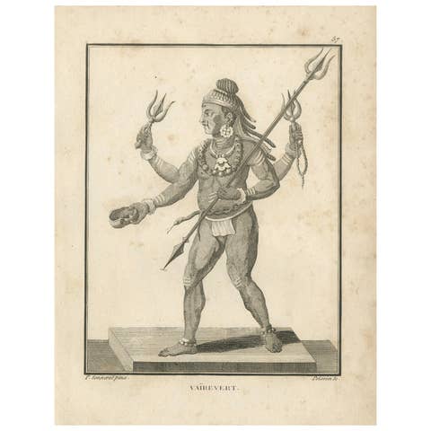 1806 Engraving: Vaivert, Fierce Form of Shiva in Hindu Mythology