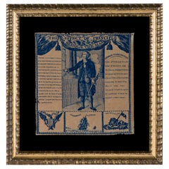 Antique 1806 Printed Linen Kerchief Glorifying George Washington, Germantown, Penn