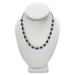 18.06 Total Carat Statement Sapphire and Diamond, White Gold Necklace