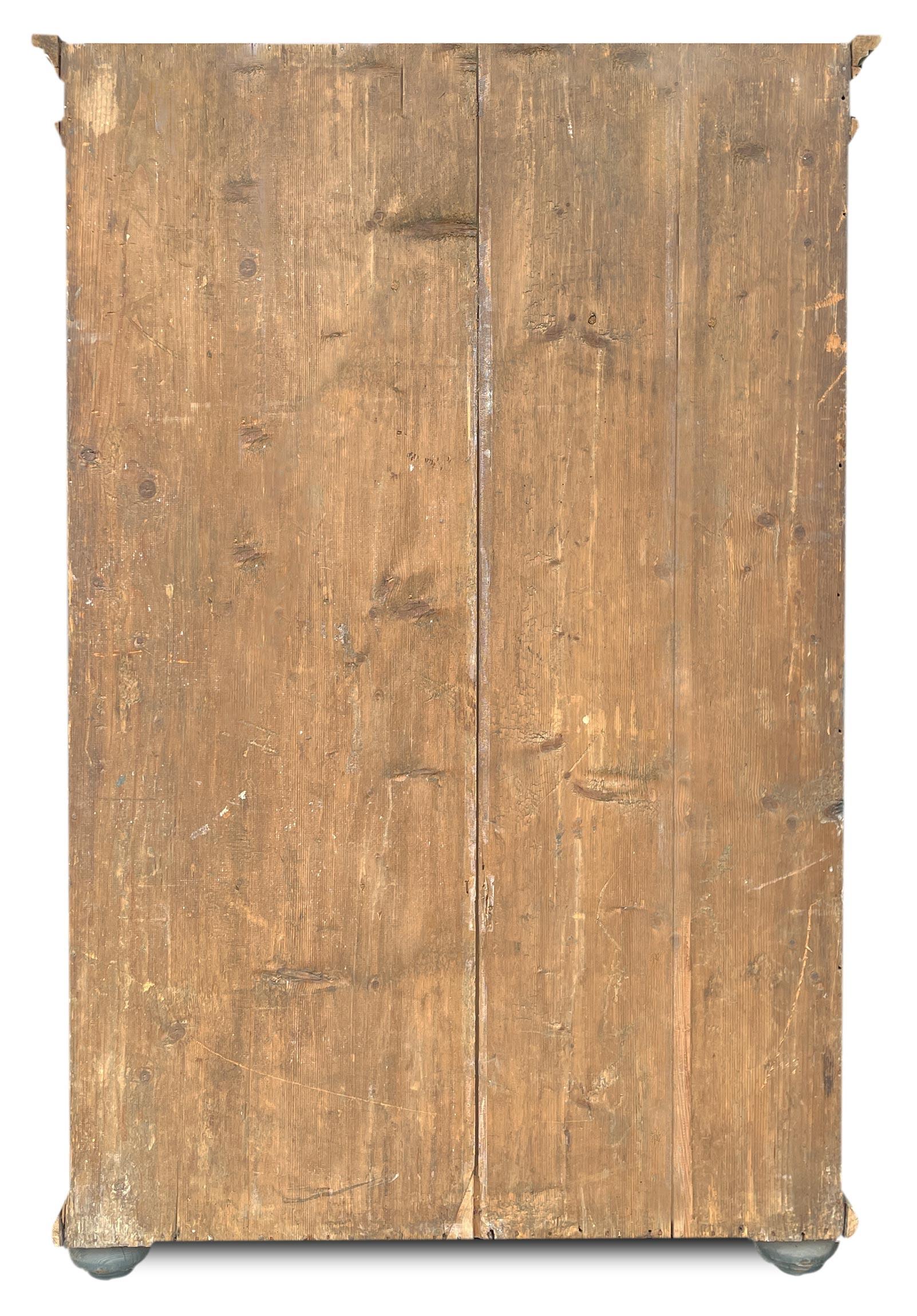 1807 Blauer, geblümt bemalter Tiroler Kleiderschrank mit zwei Türen im Angebot 12