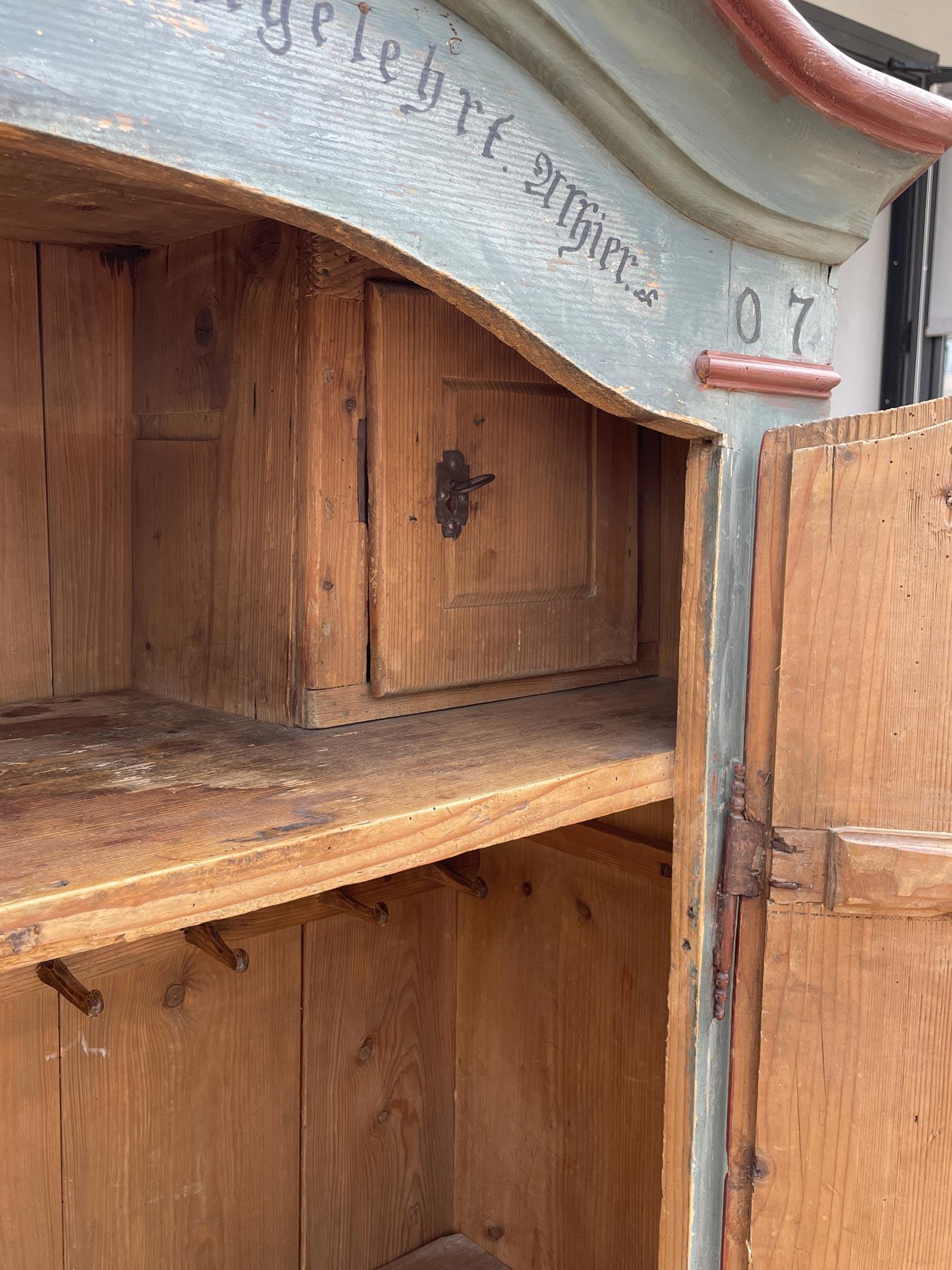 1807 Light Blue Floral Painted Alpine Cabinet 5