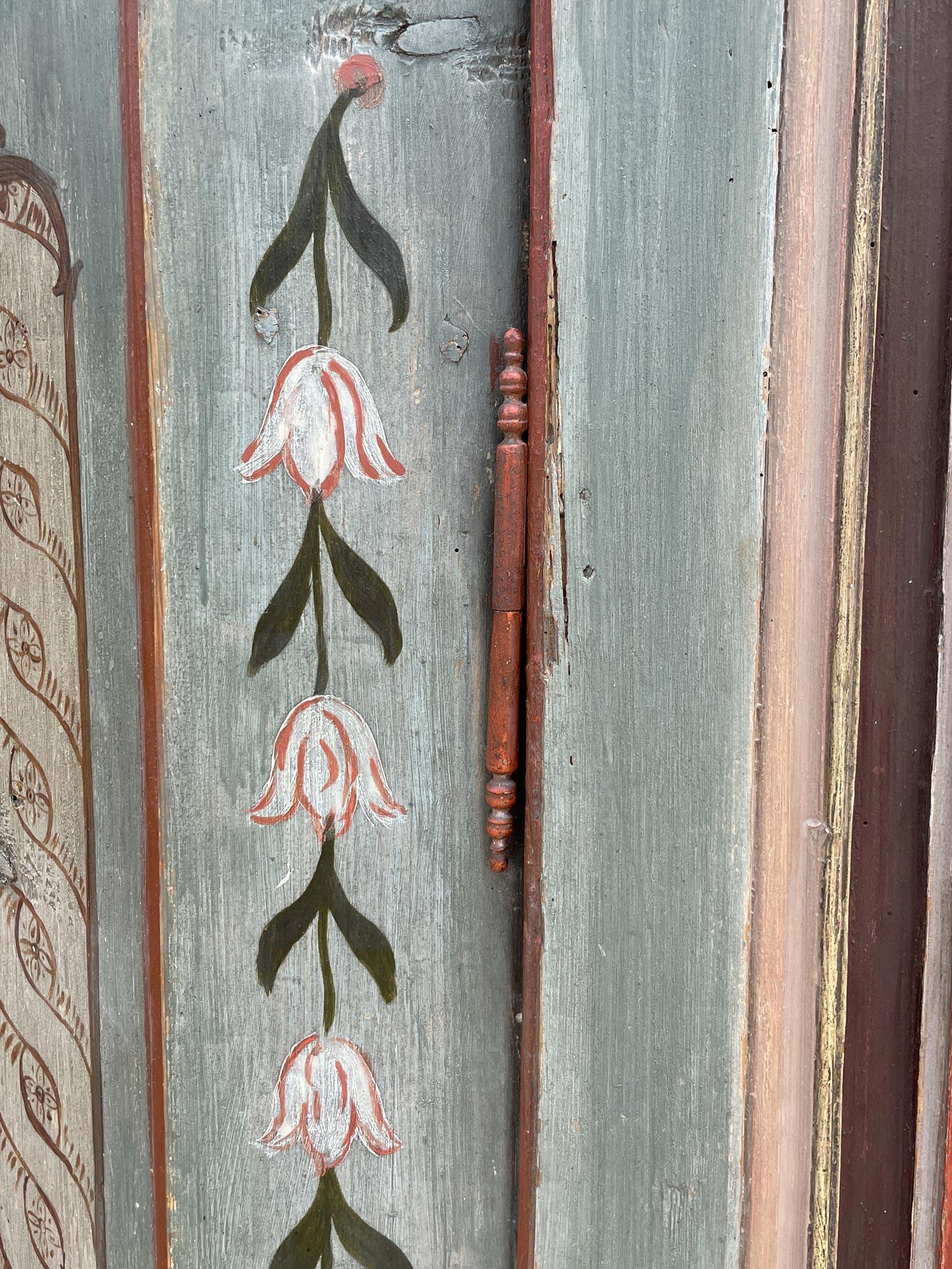 1807 Light Blue Floral Painted Alpine Cabinet 11
