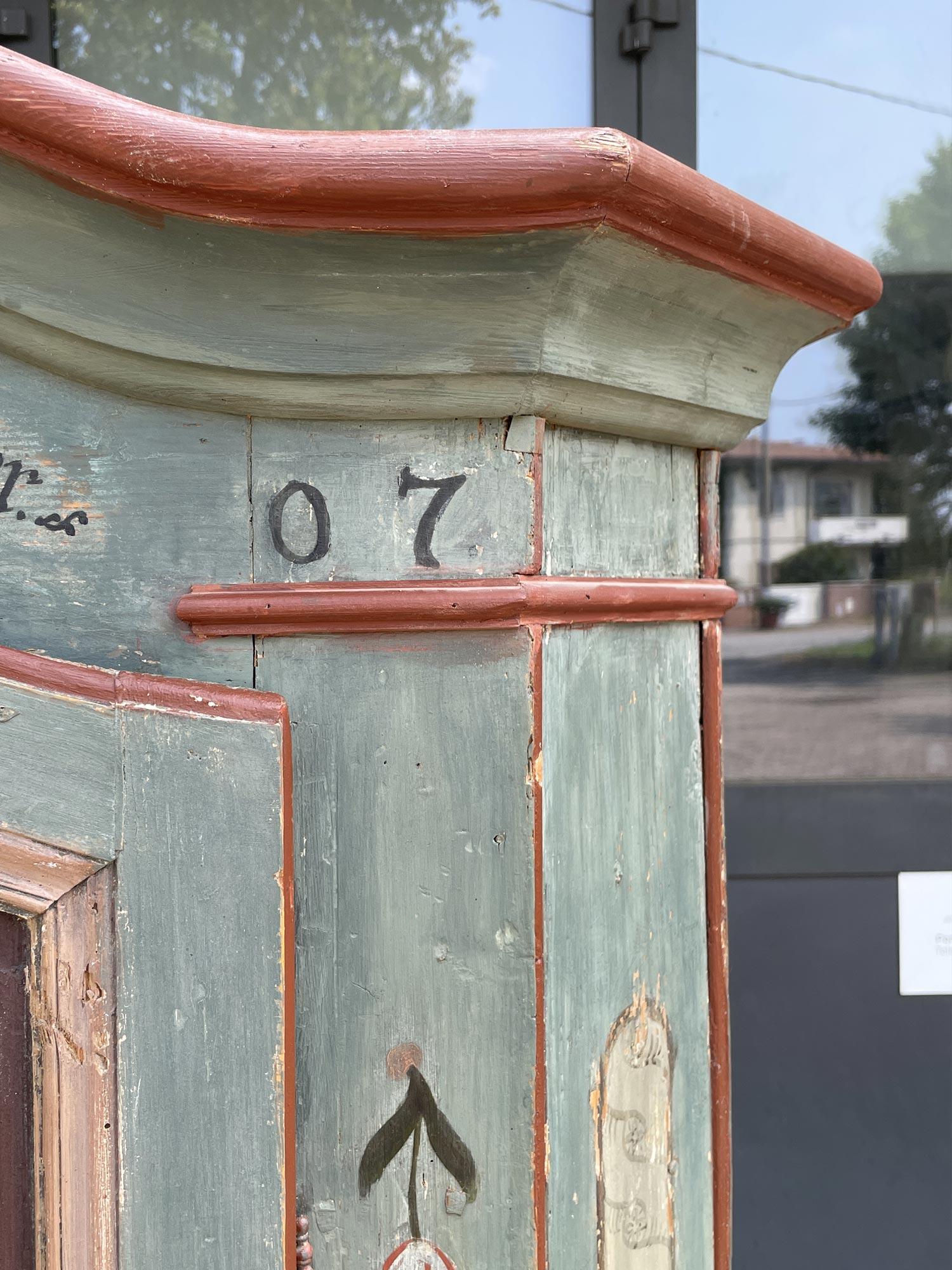 1807 Light Blue Floral Painted Alpine Cabinet 2