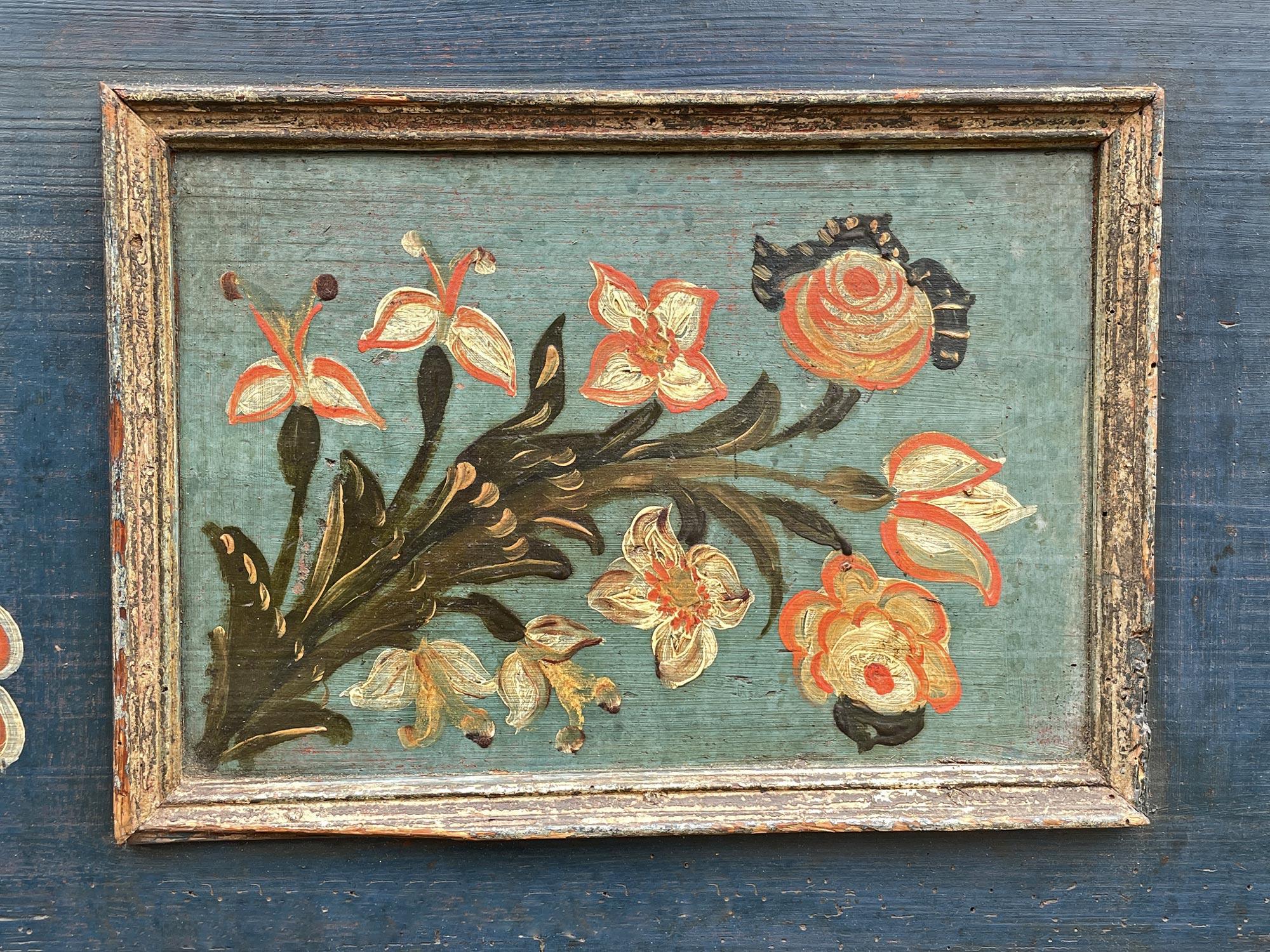 1808 Blu Floral Painted Blanket Chest 1