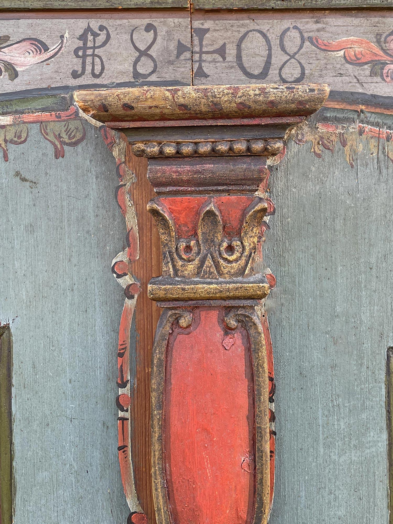 1808 Blue Floral Painted Two Doors Cabinet 4
