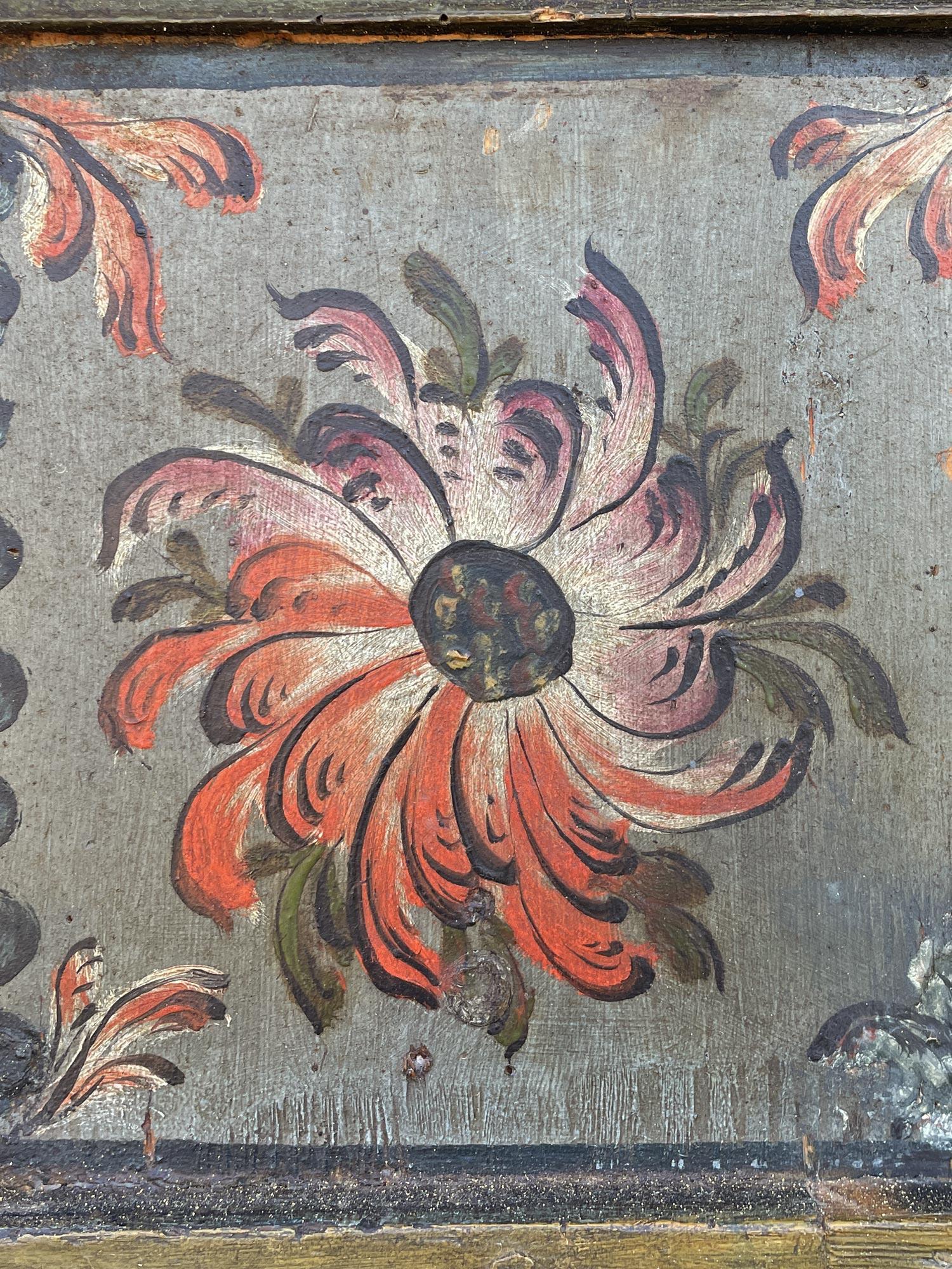 1808 Blue Floral Painted Two Doors Cabinet 7
