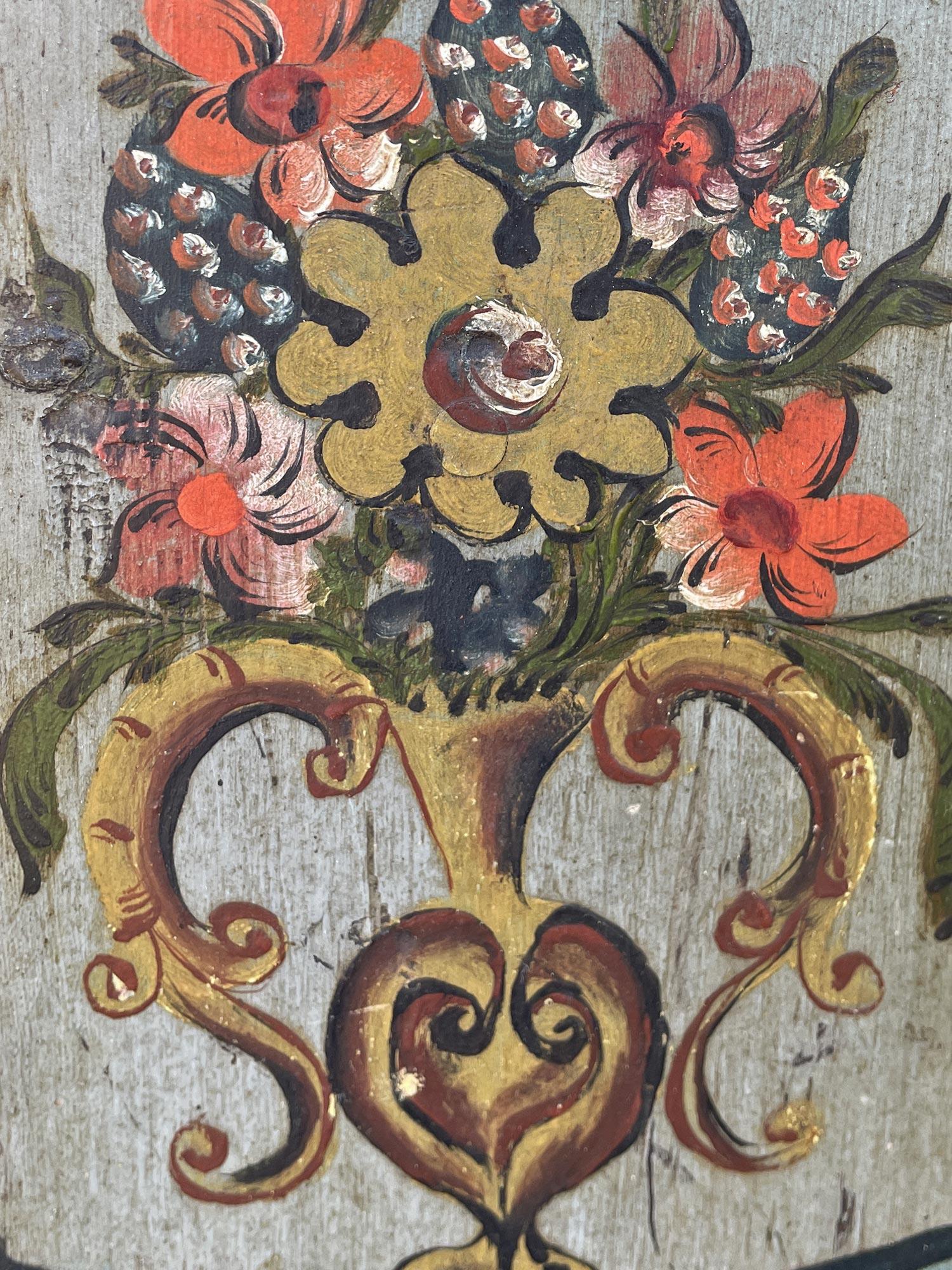 1808 Blue Floral Painted Two Doors Cabinet 8