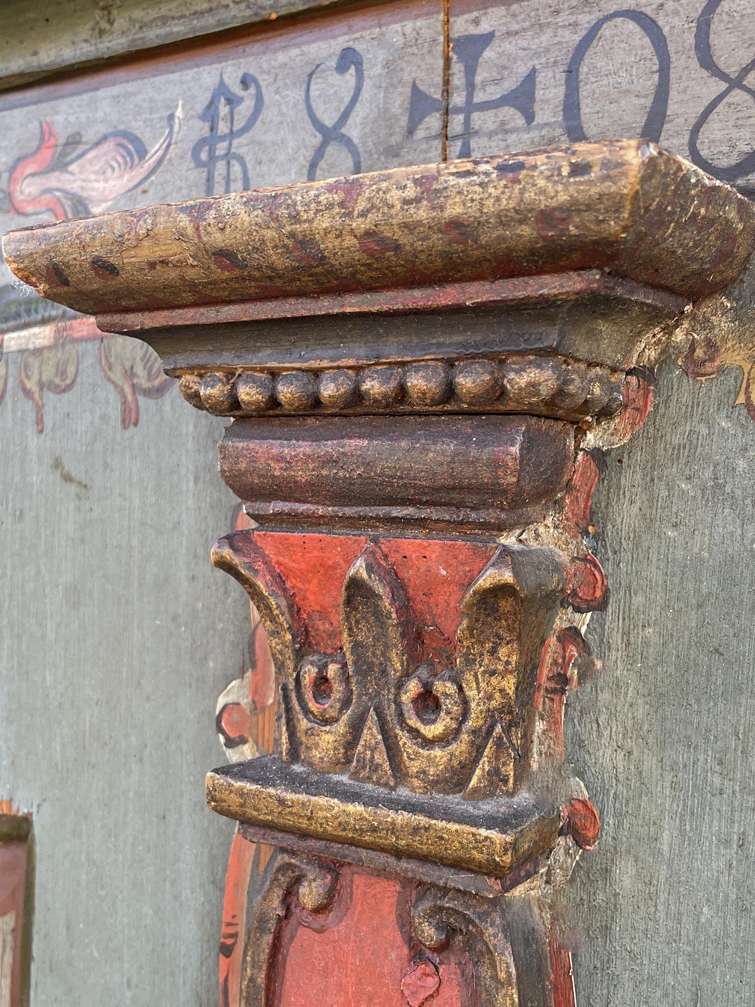 1808 Blue Floral Painted Two Doors Cabinet 11