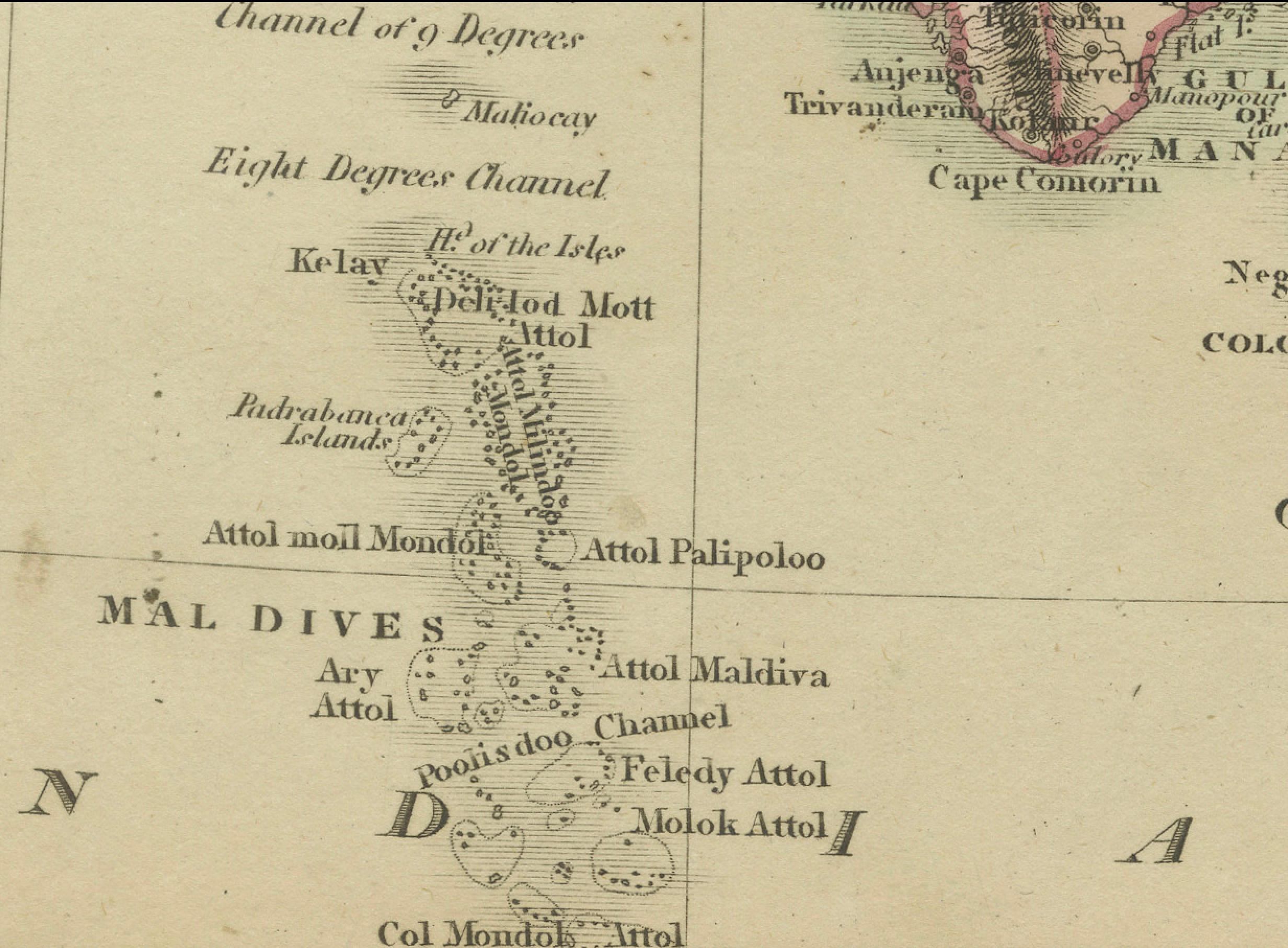 Mappa dell'Indostan del 1808 di A.I.C. - India britannica con dettagli intricati In condizioni buone in vendita a Langweer, NL