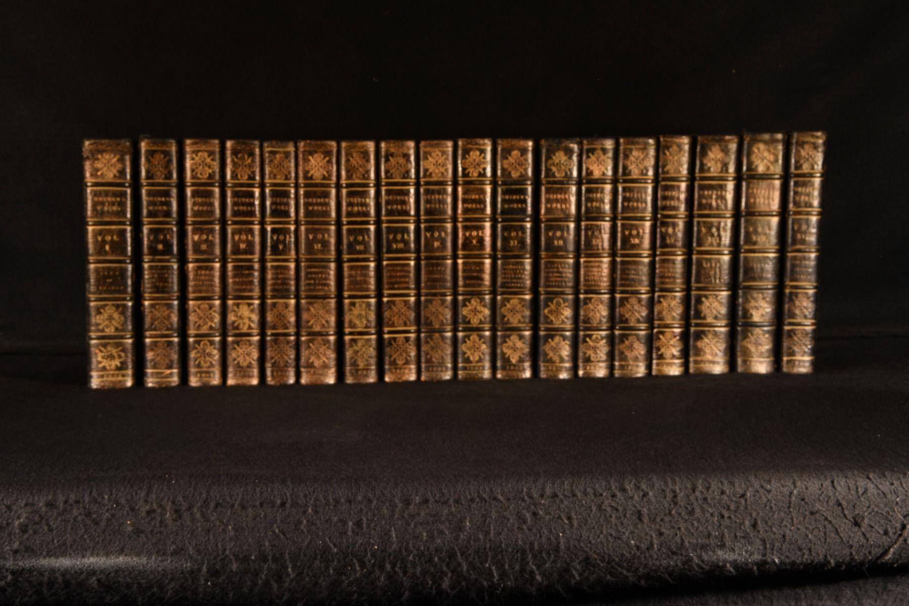 A complete, eighteen-volume set of the collected works of John Dryden, the first Scott edition, uniformly bound in straight-grain morocco.

The collected works of John Dryden, with notes, historical, critical and explanatory, and a life of the