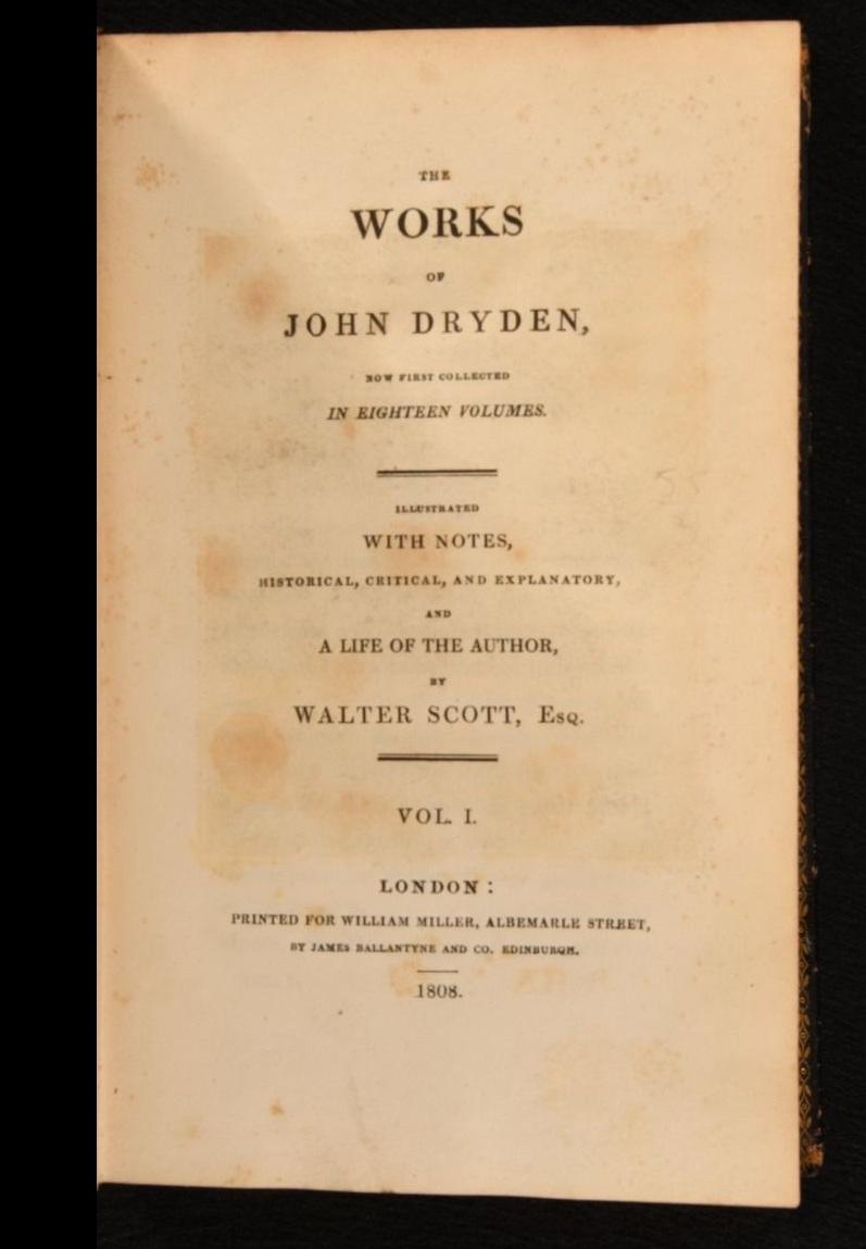 1808 The Works of John Dryden In Good Condition For Sale In Bath, GB