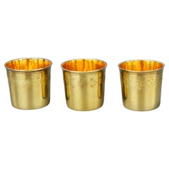 1809 - 1819 Drei französische Pariser Shots Becher Jiggers, massive vergoldetes 911 Silber / 61g