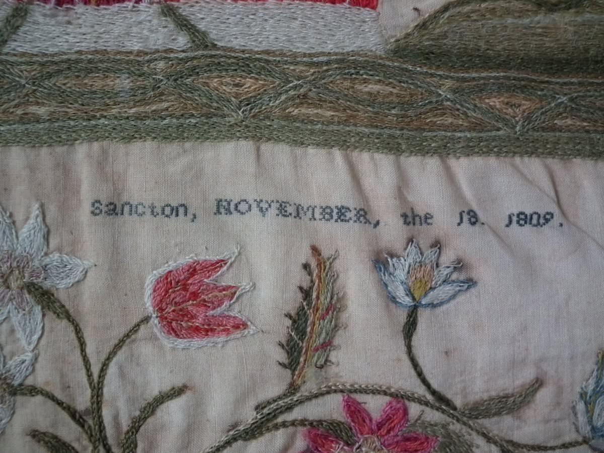 1809 Antique Sampler by Mary Smithson, Country House 3