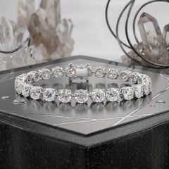 Pulsera tipo «tennis» con diamantes naturales de talla brillante redonda de 18,09 quilates, en oro blanco de 18 quilates