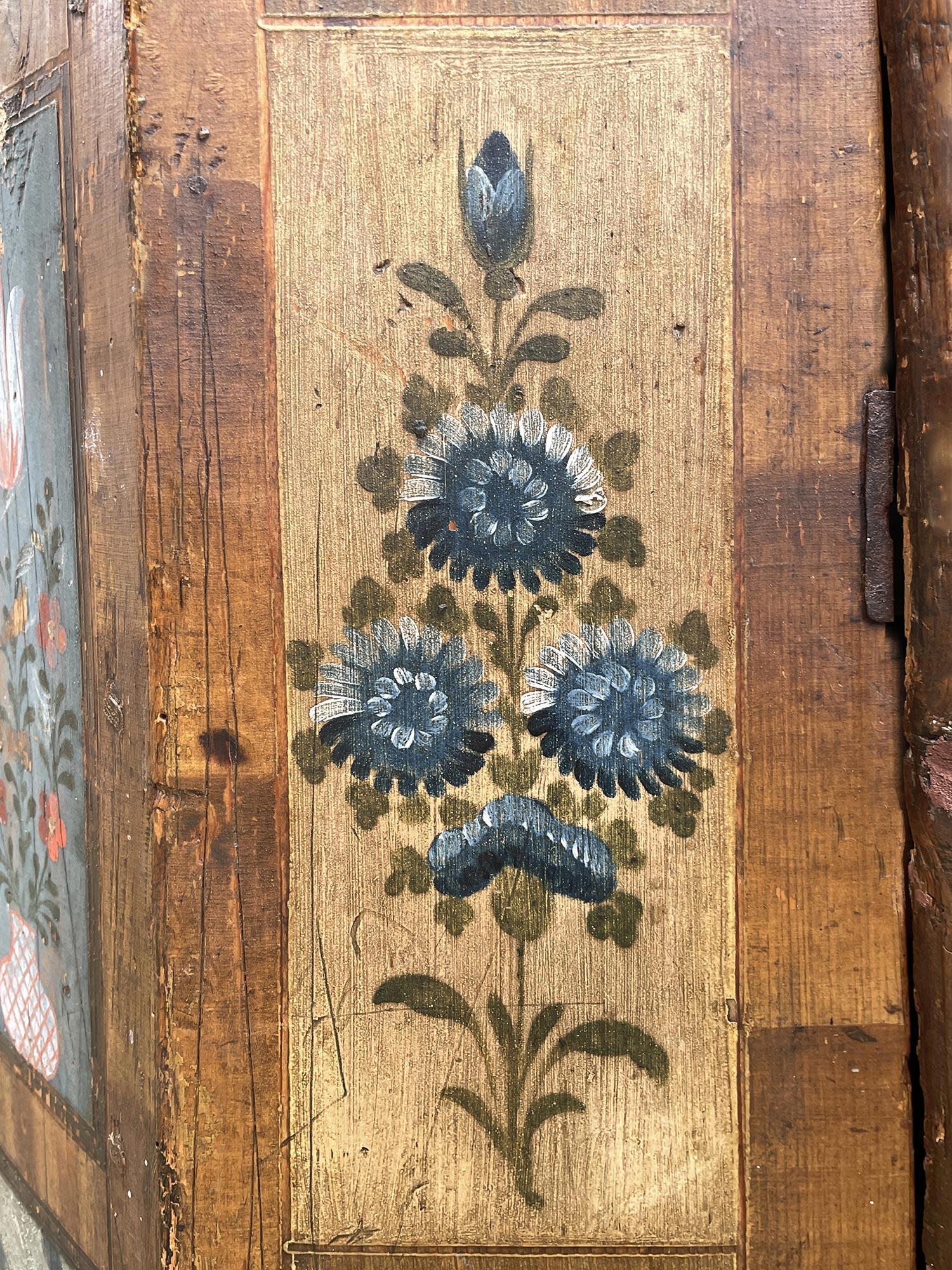 Early 19th Century 1809 Floral Painted European Cabinet