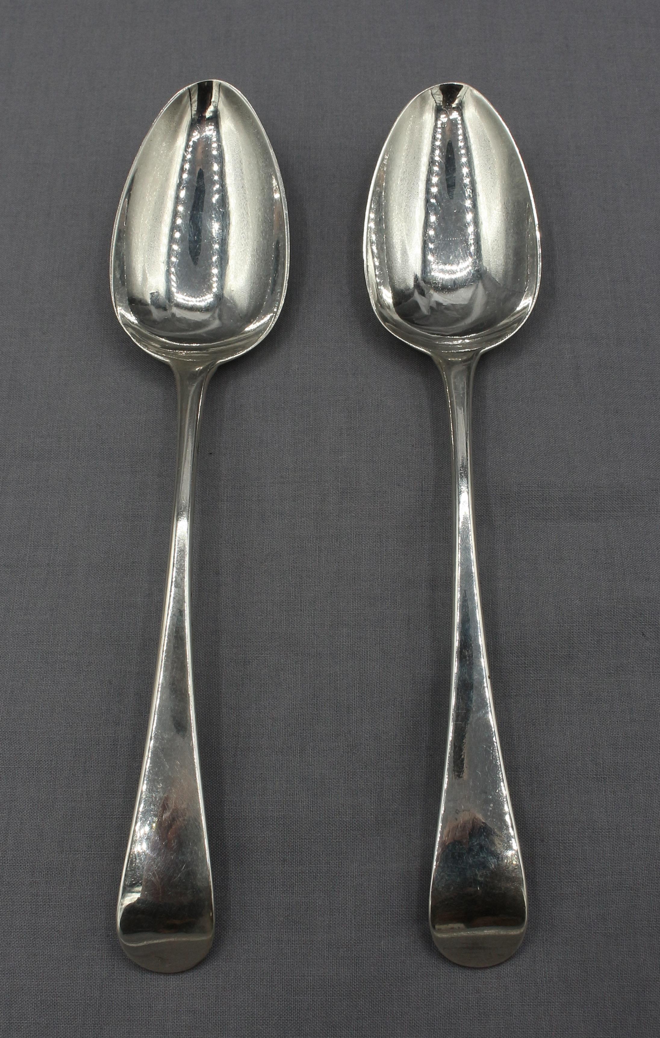 English 1809 Pair of Sterling Silver Tablespoons by Peter Bateman For Sale