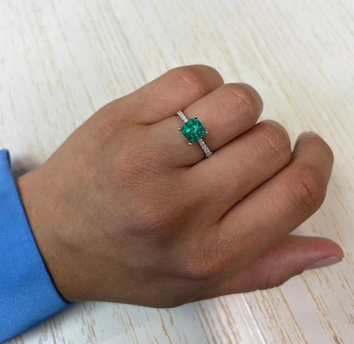 1,80ct AAA+ Muzo Verde Asscher Cut Gema Colombiana 7,3x7,3 Genuina Piedra de Nacimiento de Mayo en venta 3