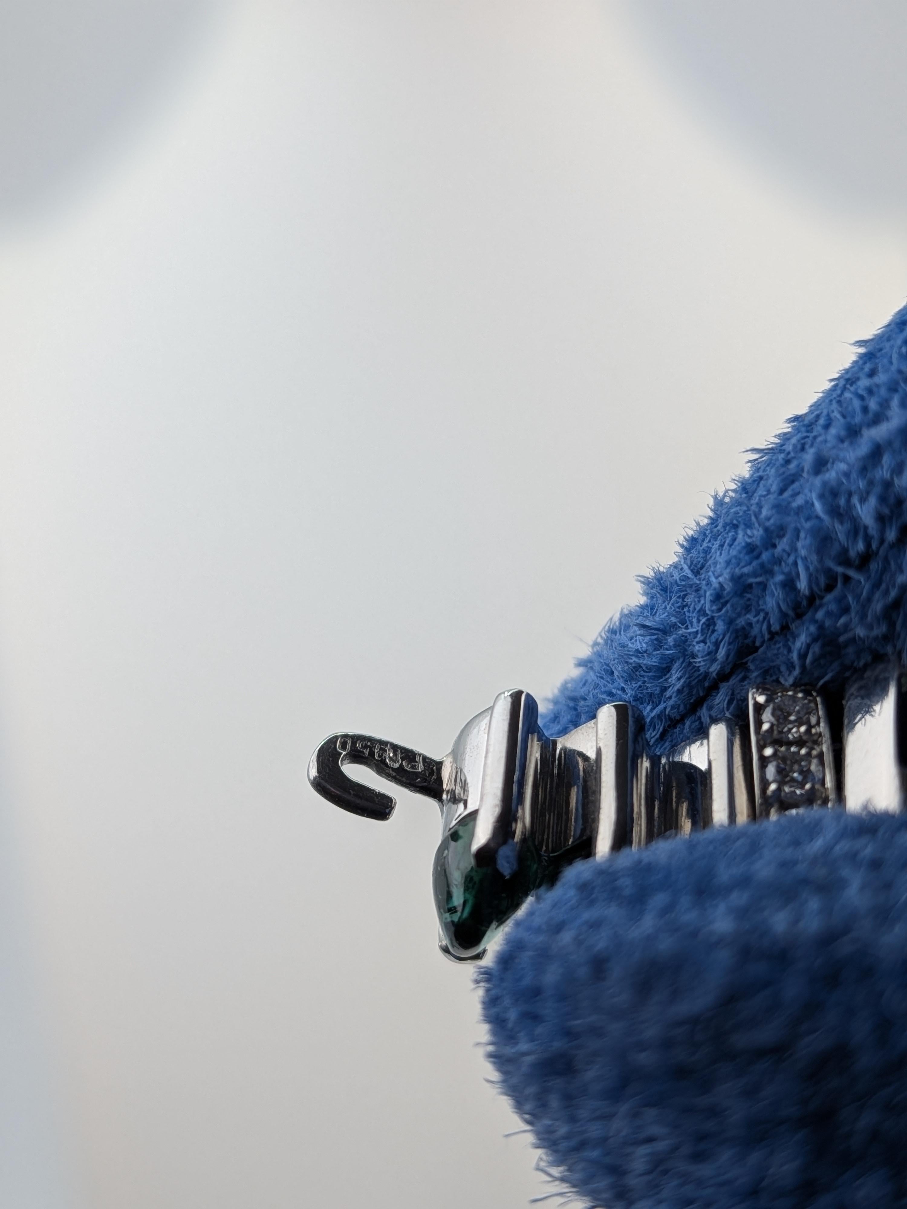 180ct Aquamarine Mala Necklace with Green Tourmaline Platinum Collier  MXHM For Sale 4