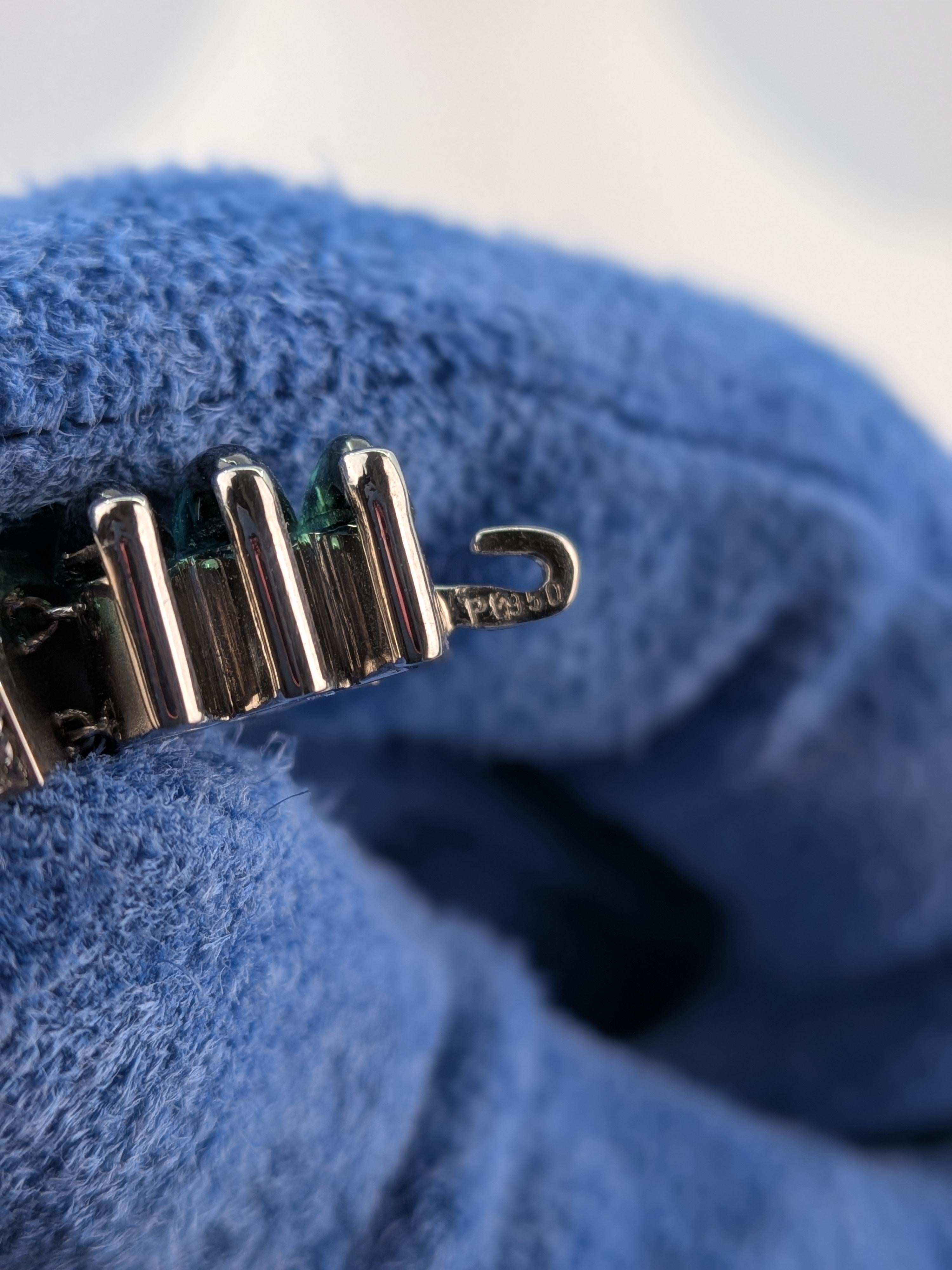 180ct Aquamarine Mala Necklace with Green Tourmaline Platinum Collier  MXHM For Sale 3