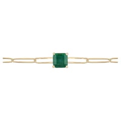 Pulsera Solitario Esmeralda Corte Asscher 1,80ct - Oro 14K Diseño Paperclip