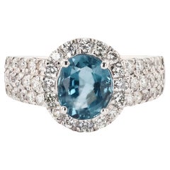 1.80ct Blue Spinel and 0.81ctw Diamond Platinum Ring GIA Certified