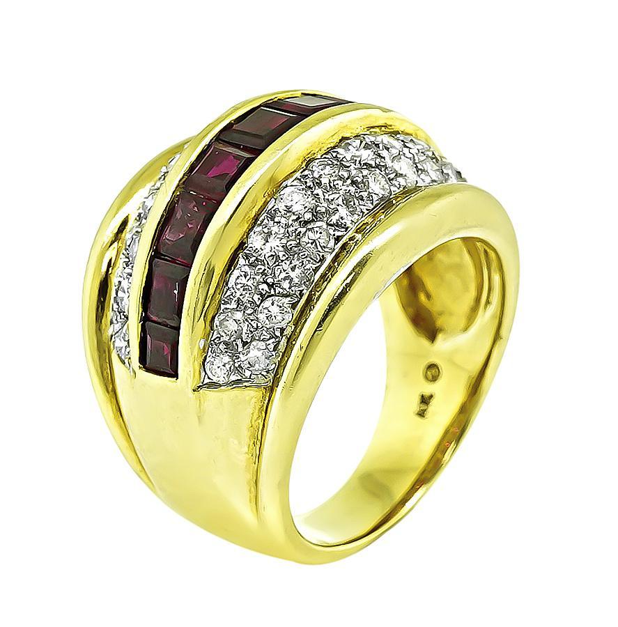 Round Cut 1.80ct Burma Ruby 1.25ct Diamond Gold Ring For Sale