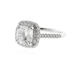 1.80ct Cushion Cut Diamond Halo Engagement  Ring