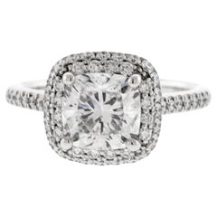 1.80ct Cushion Cut Diamond Halo Engagement  Ring