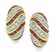 Orecchini in oro 18k con diamante da 1,80 carati e rubino da 1,70 carati