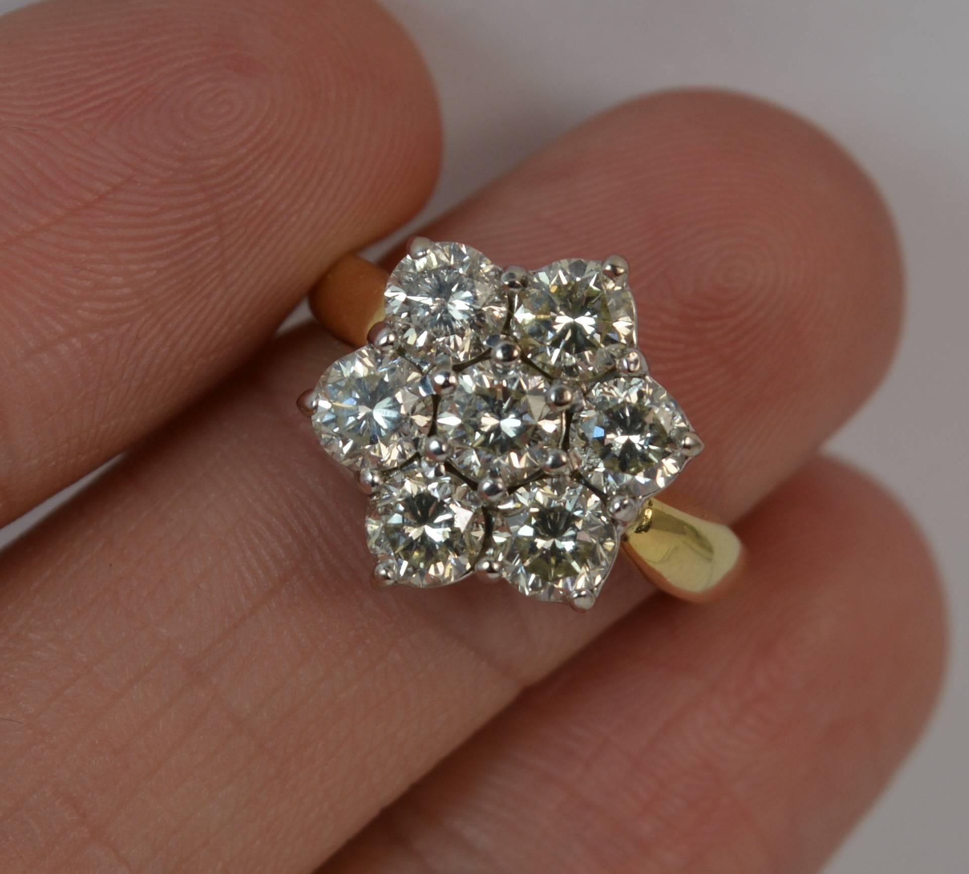 Round Cut Diamond 18 Carat Gold Daisy Cluster Ring