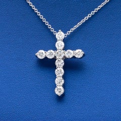 1.80ct Diamond Cross Pendant with Chain in 14K White Gold