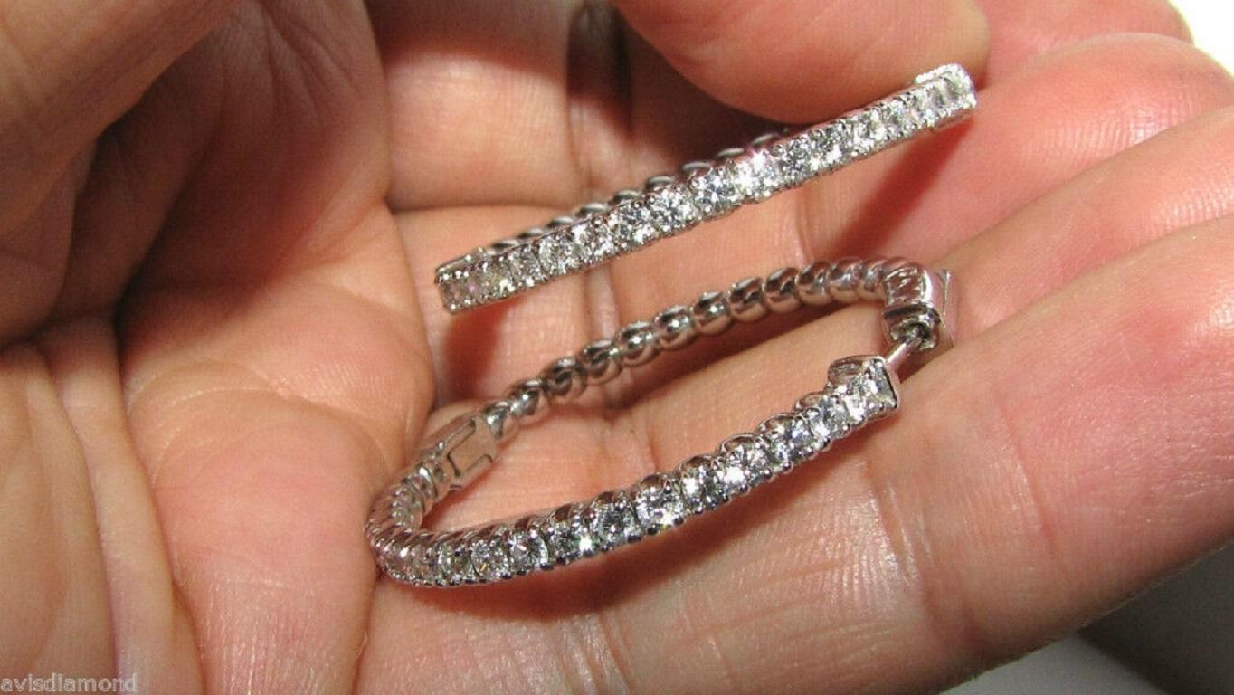 Créoles en or 14 carats avec diamants de 1,80 carat GH/VS EZ Snap Neuf - En vente à New York, NY