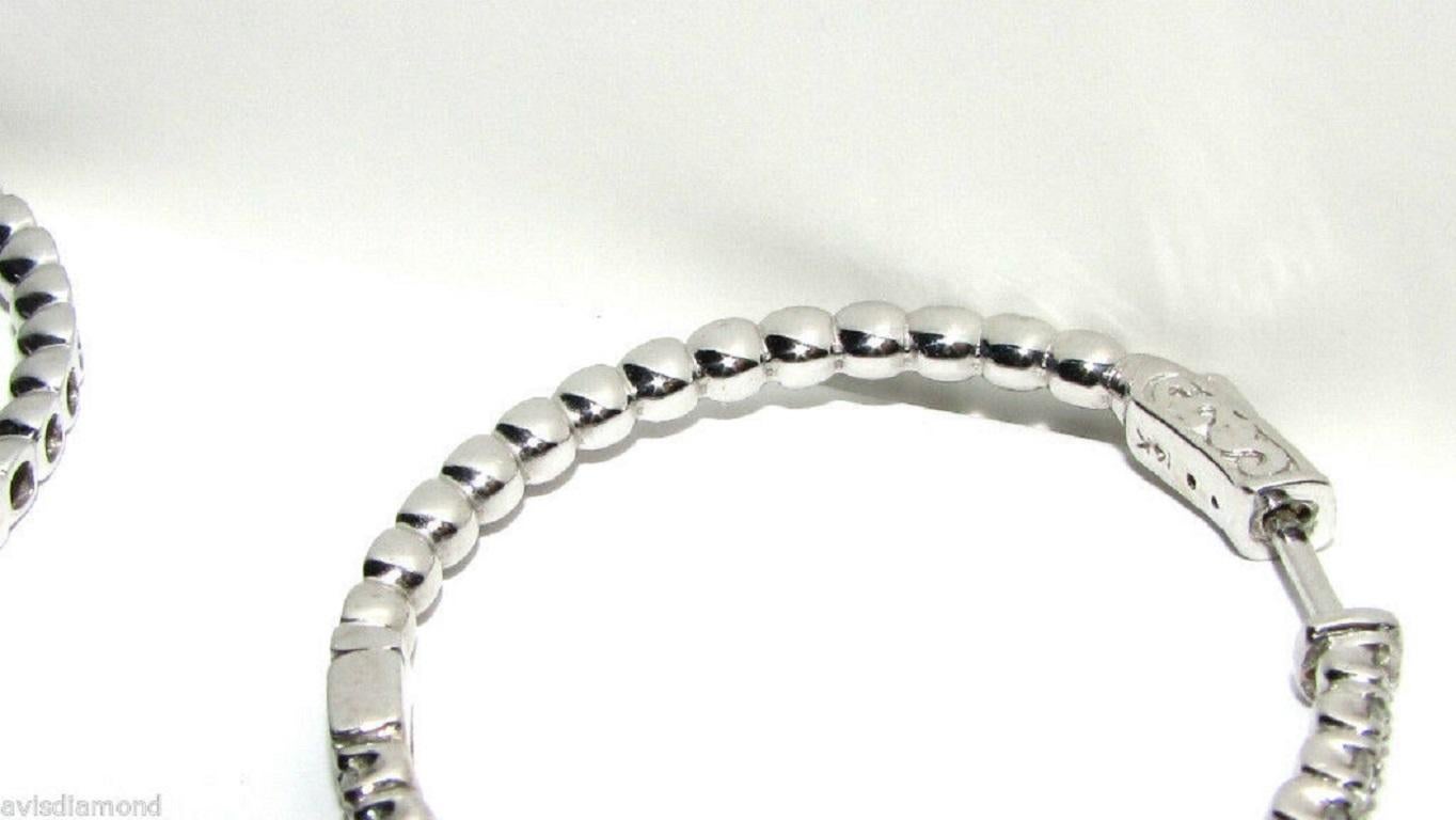 Women's or Men's 1.80 Carat Diamond Hoop Earrings GH/VS EZ Snap 14 Karat For Sale